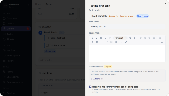 Checklist for every order