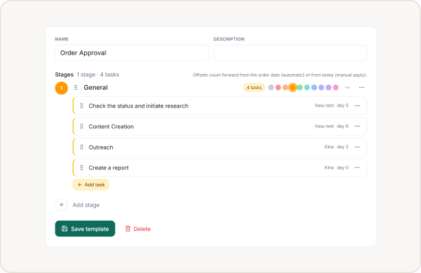 Hubsleek Orders and Tasks workflow and queue management dashboard