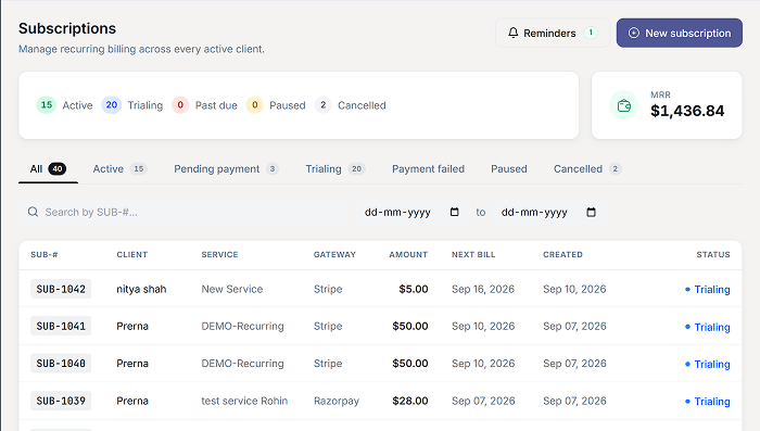 Subscriptions that manage their own failures