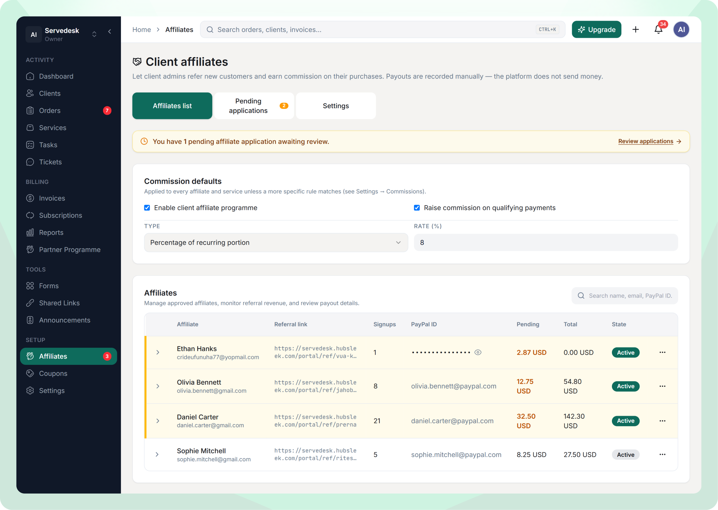 Affiliation Dashboard Hero