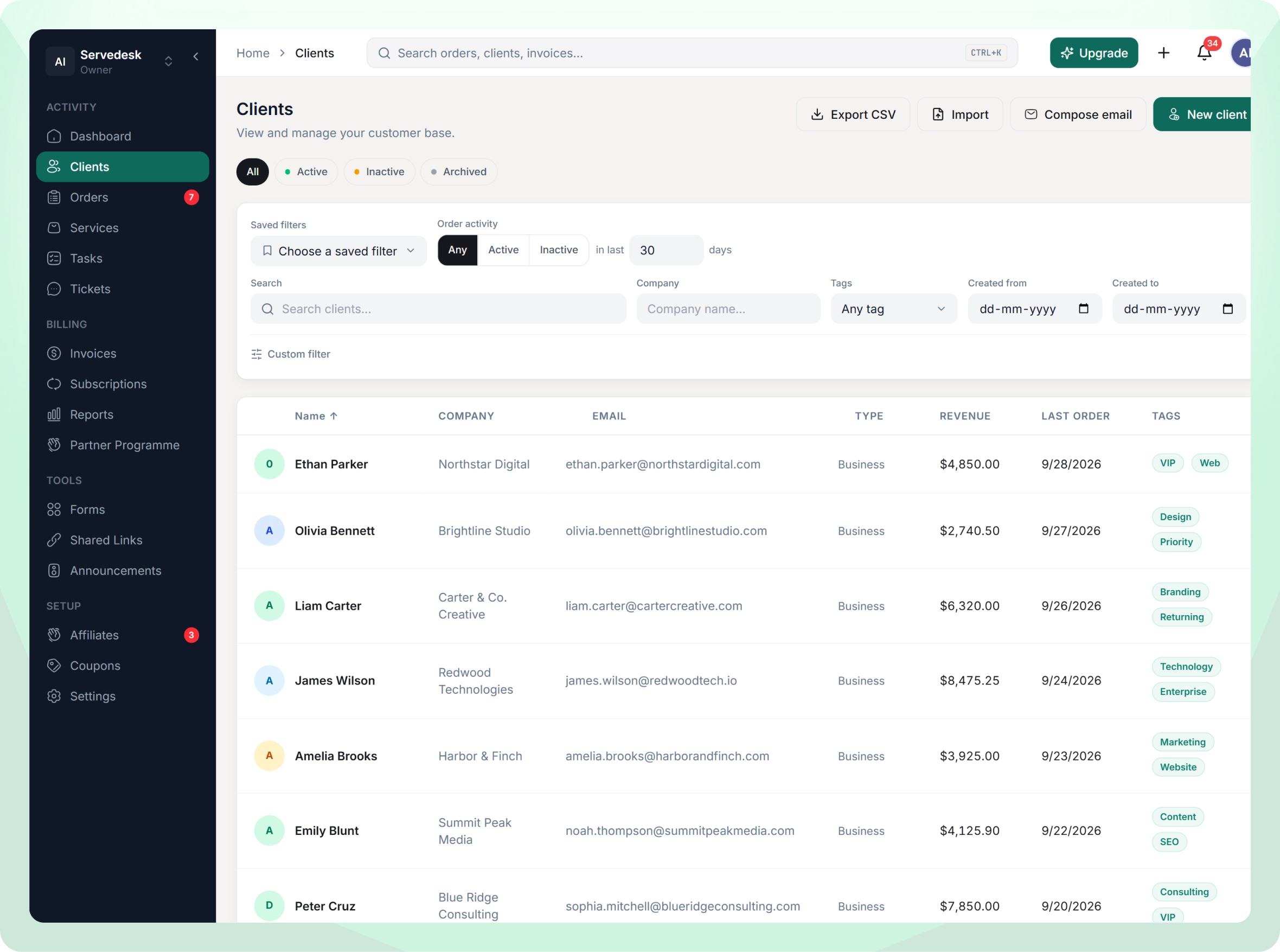 CRM Dashboard Hero