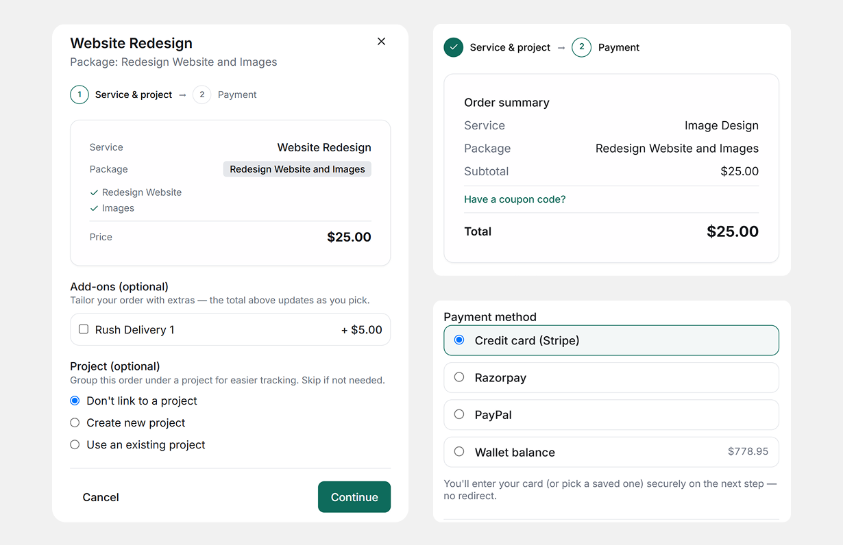 Sell services like e-commerce